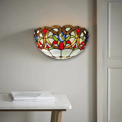 12'' Wandleuchte Buntglas Tiffany Stil Handarbeit Lampe Deckenfluter Nachtlampe