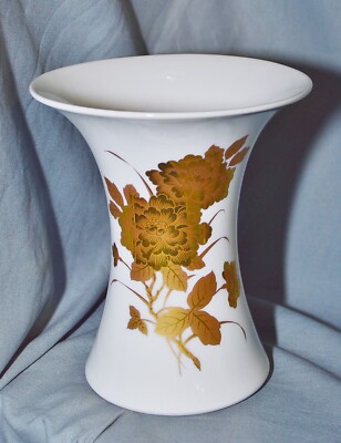 Formano Bavaria Vase, Flowers In Gold, 1970 1980, 18 Cm