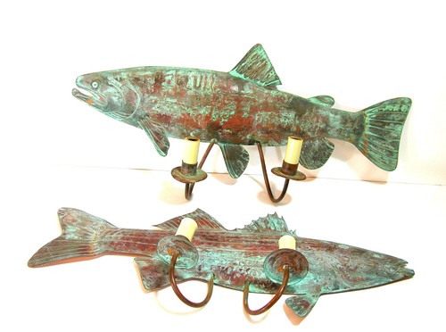 Aplillos de pared de cobre pescado, alambre duro, decoración de cabaña o lago para casa - Imagen 11 de 12