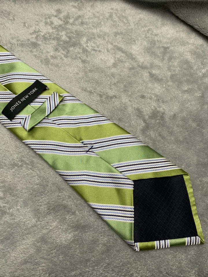 Галстук шелковый галстук Jones New York мужской в зеленую полоску 100% шелк классическая ширина рабочий - Изображение 4 из 4