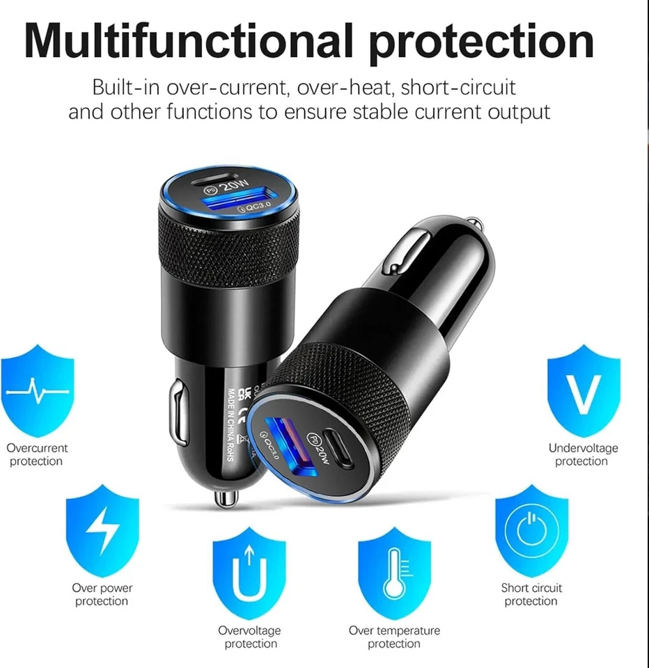 38W Fast Charge USB PD Type-C Car Charger Adapter For iPhone 15 14 13 12 Pro Max - Image 3 of 4