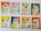 ACEO Original OOAK Signed Cat Portrait Drawing w/ Crown, Unframed — photo 3
