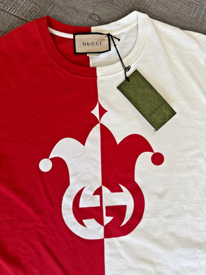 RARE Gucci Jester Cotton Jersey T-Shirt White/Red Unisex Size S