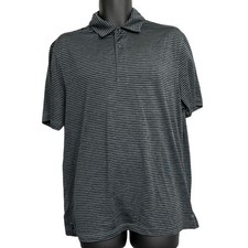 Champion Polo Shirt Men Size L Gray Duo Dry Striped Golf Short Sleeves Active