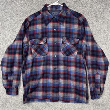 Vintage 70s 80s Pendleton Flannel Shirt M Plaid Wool Workwear Rustic Lumberjack