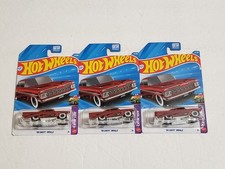 LOT x 3 Hot Wheels 2026 '59 CHEVY IMPALA Red Layin Low New Case B