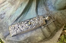 Antique Solid Silver Repousse Chatelaine Perfume Bottle With Chain 36.6g