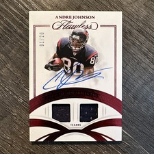 Andre Johnson 2025 Panini Flawless Dual Patch Auto Ruby 01/20 Texans Game-Used