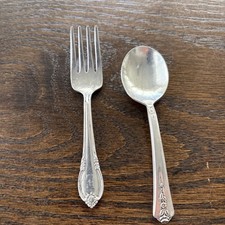 Silverplate Infant Baby Spoon  Fork, Mixed Patterns