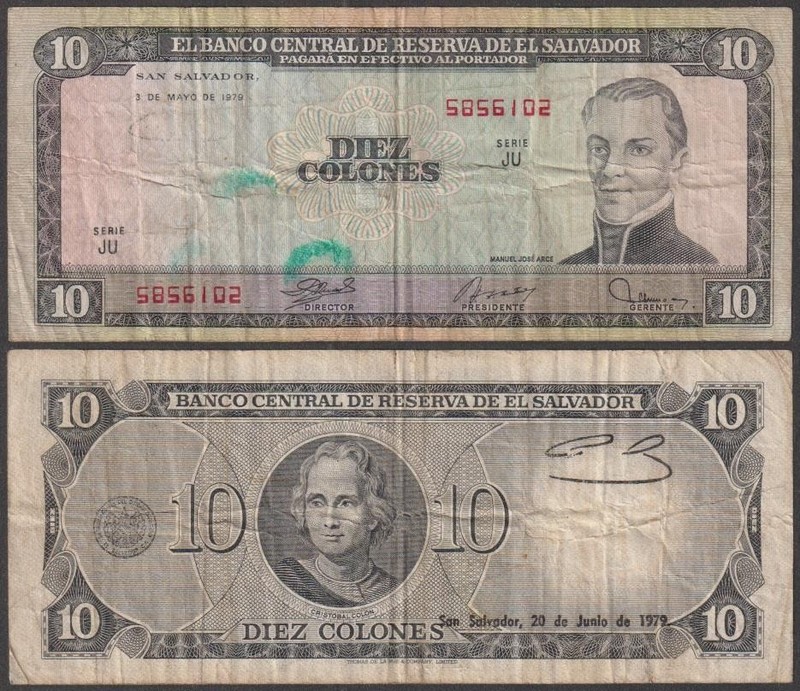 El Salvador, 10 Colones, 1979, VF+, P-129