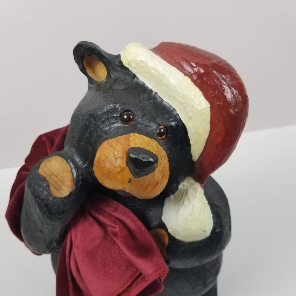 Jeff Fleming Big Sky Carvers Massivholz Bär BSC Nikolausmütze Weihnachtsdecke - Bild 2 von 4
