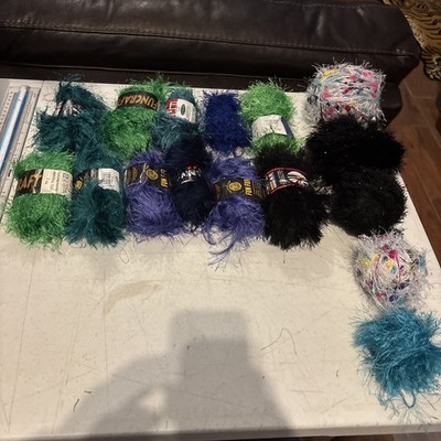 Fun Fur/fun craft Lot, Includes Loops & Threads Festive 11 Skeins + More (C1)