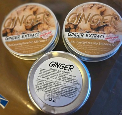 Ginger Extract Shampoo Bar, Silicone-Free No Residue, Coconut & Olive Oil 3 Pack