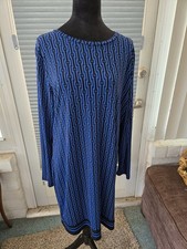 Michael Kors Ls Black Blue Geometric Jersey Dress Sz Xl