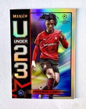 2020-21 Topps Merlin Chrome UCL U23 Eduardo Camavinga Refractor rookie card RC. rookie card picture