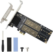 Dual M.2 NVMe to PCIe Adapter Card with Heatsink
