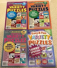Lot of 4 New Penny Press Variety Puzzle Books - Favorite + Easy & Fun Jumbo