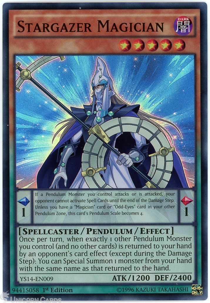 YS14-EN009 Stargazer Magician Super Rare 1st Edition Mint YuGiOh Card