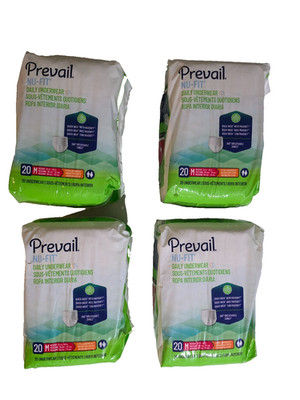 Prevail NU-FIT Daily Underwear Medium Extra Absorbency 20ct Lot of 4 Total 80