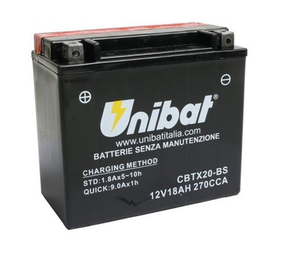 AKKU UNIBAT CBTX20-BS = YTX20-BS 12V 18AH ARCTIC CAT ZR 500, 600 0 01-FEB
