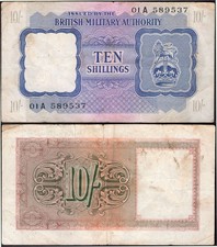 British Armed Forces. Ten Shillings First Series (1943) (WPM M5) 01A 589537 F-VF