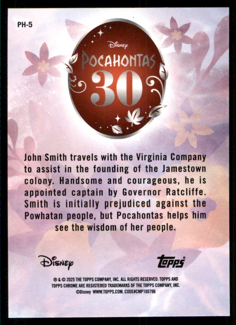 2025 Topps Chrome Disney John Smith Pocahontas 30th Anniversary