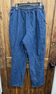 Vintage Chic Jeans ~ Pull On Denim Pants Blue Elastic Waist 100% Cotton~ Size 14