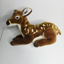 FAO Schwarz 2017 Deer Spotted Fawn Laying 19" Realistic Plush Stuffed Animal