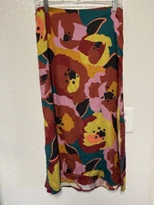 Marine Layer  Womens 8 Exploded Floral Ryan Slip Skirt Midi Fall Colorful