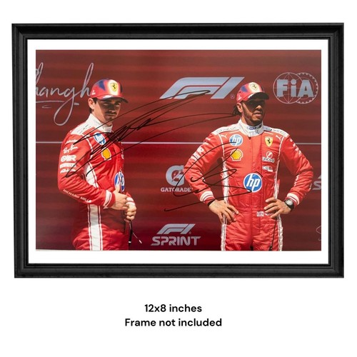 Lewis Hamilton & Charles Leclerc Hand Signed 12x8 Dual Photo PSA Approved & COA