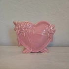 Vintage McCoy Pottery Pink Heart Vase Planter 1940's