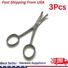 4.5" Curved Mustache Nose Ear Beard Hair Scissors Trimmer Grooming Safety Tip –
