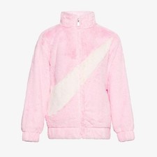 NIKE SPORTSWEAR FAUX FUR FLEECE JACKET KIDS GIRLS PINK 36J828-A9Y MEDIUM 5-6