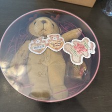 1999 Cherished Teddies Rodney 646504 Christmas Gift Set Plush Teddy Cookie Tin