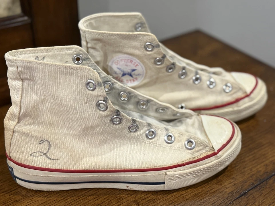 Vtg Rare 1960s Chuck Taylor High All Star Sneakers Sz 7 USA Blue Label Converse - Image 4 of 4