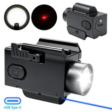 2 in 1 LED Light Blue Laser Dot Sight Hunting Combo USB Charging W/ 20mm Rail