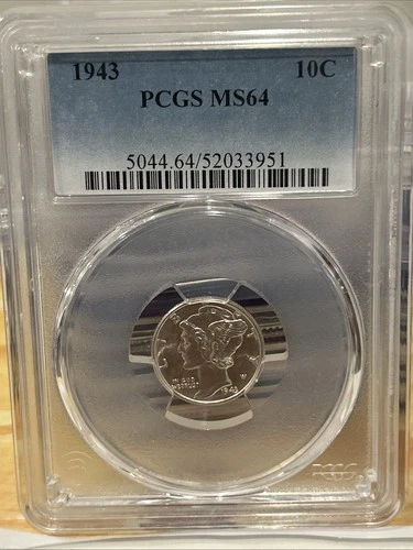1043 Mercury Silver Dime PCGS MS64