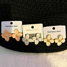 NEW Stainless Steel Flower Stud Earrings set ...