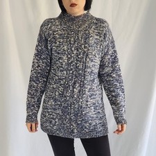 90s Blue and White Oversize Sweater