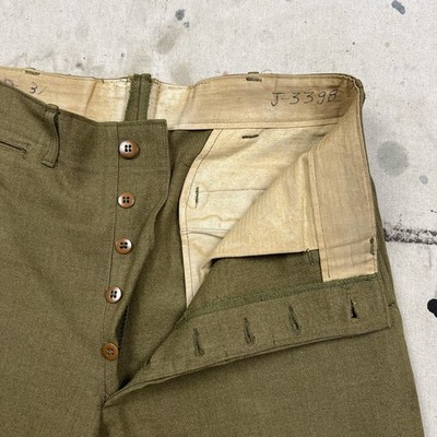 Vintage 40s WW2 US Army M1937 Wool Field Pants Trousers Mens 32x31