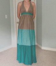 BCBG Paris Halter Maxi Dress Womens 6 Lightweight Cotton Lined Max Azria