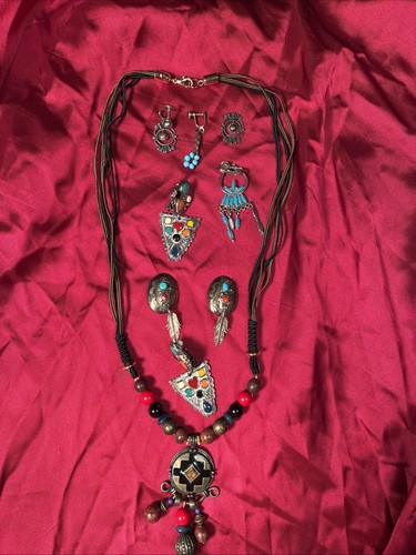 Lot Of Native American And Western Style Necklace And Earrings