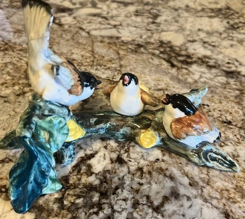 Stangl Chickadees 3 Birds on a Branch Figurine Pottery 3581 American Art Vintage