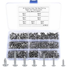 220 Pcs Self Tapping Screws Kit  304 SS Pan Head Screws for Woodwork & Repair