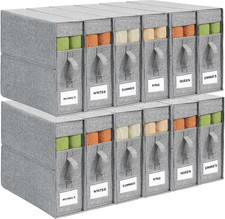 Sheet Organizers and Storage for Linen Closet, 12Pack Grey