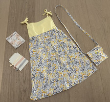 NWT Kids Girls Dresses Size 7-8 Floral Yellow Dresses Purse Earrings Hair ties