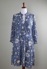 ANN TAYLOR LOFT NWT $89 Ruffle Neck Tiered Floral Shirt Dress Size Large