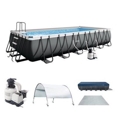 Intex Ultra XTR Frame 24' x 12' x 52'' Swimming Pool with Protective Sun Canopy