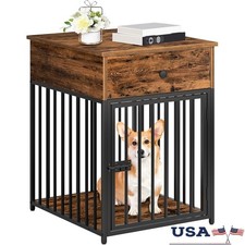 Indoor Dog House W/ Storage Drawer Furniture Style Pet Cage Durable Secure New