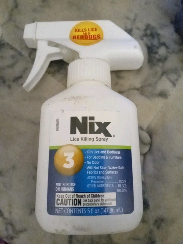 Nix Lice & Bedbugs Control Spray Bedding & Furniture Odor Free Water Safe 5 oz